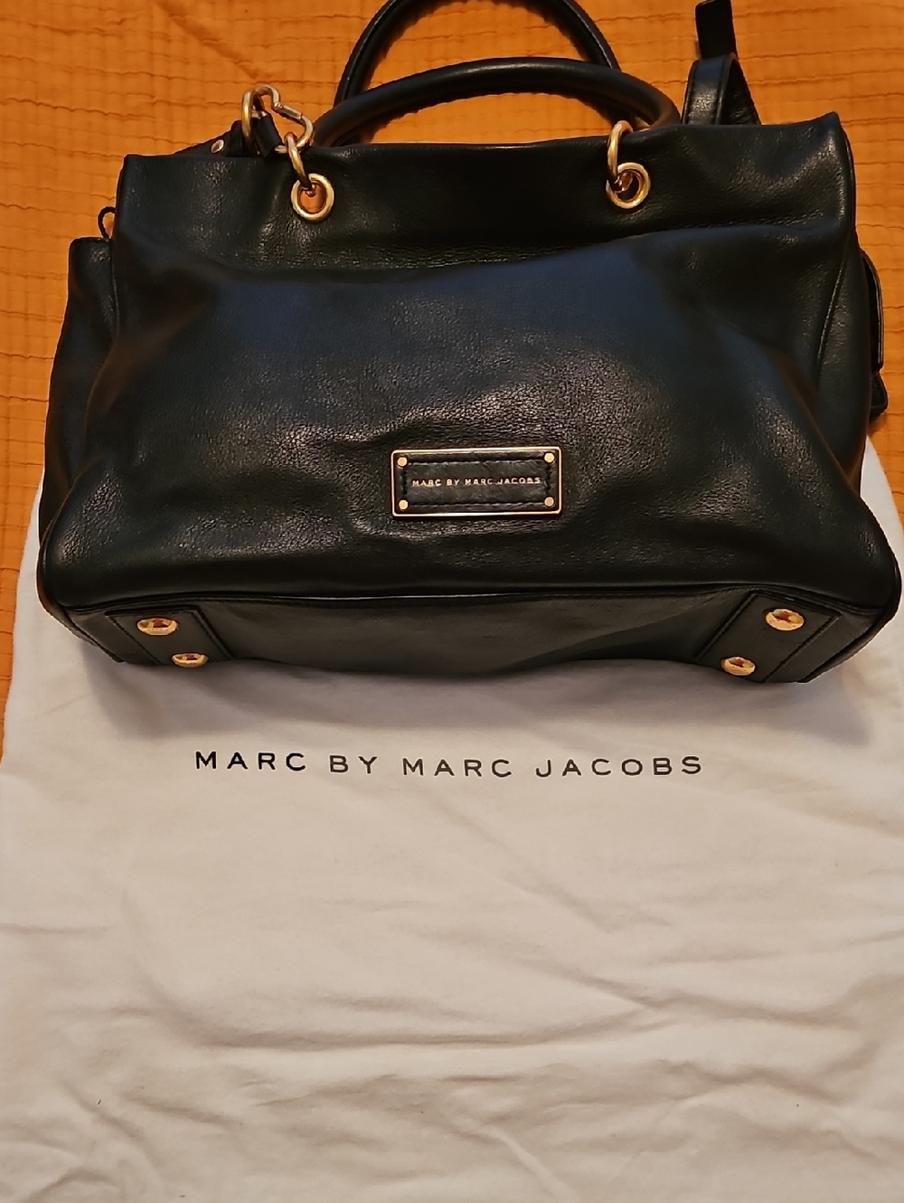 Marc by Marc Jacobs Black Leather Tote with Gold Hardware